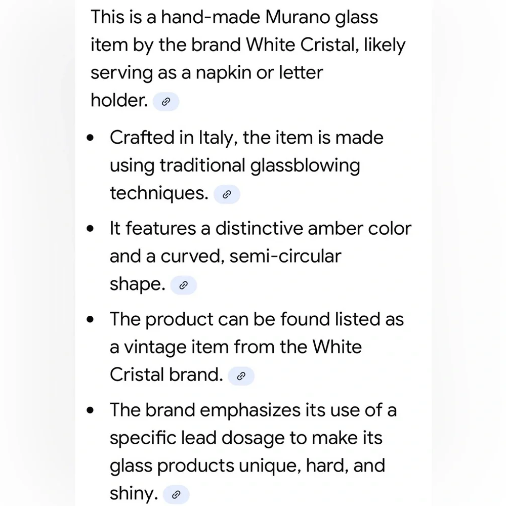 Murano WHITE CRISTAL Murano Hand Made in Italy